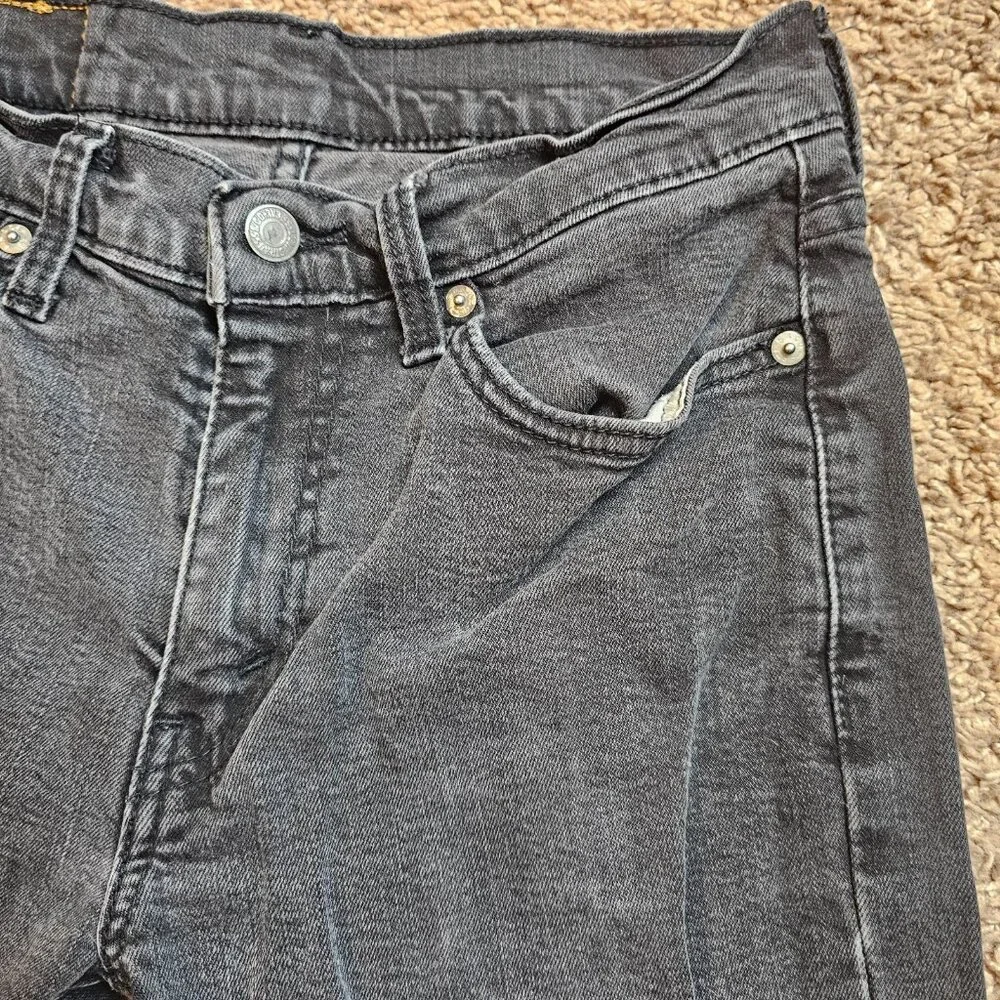 Levis 514 Jeans Mens Tag 29x32 Fit 28x29 Black Straight Denim Dark Wash Stretch - Picture 9 of 13